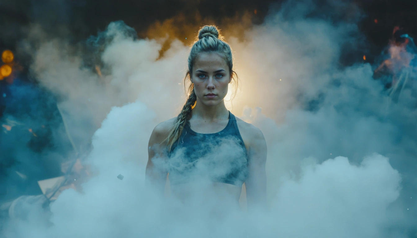 Neon crosswalk in the evening rain